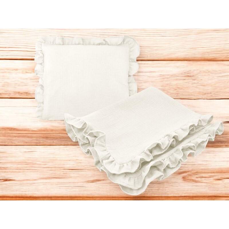 Set Pătură și Pernă Miminu Bumbac Cream