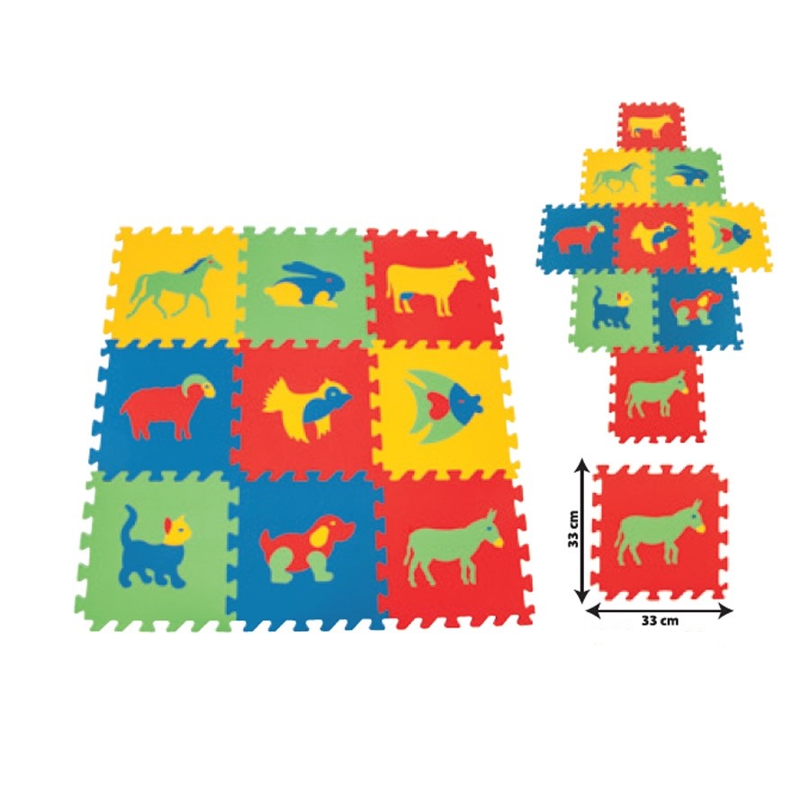 Covor Puzzle Pilsan Animale, Din Spuma, 9 Piese