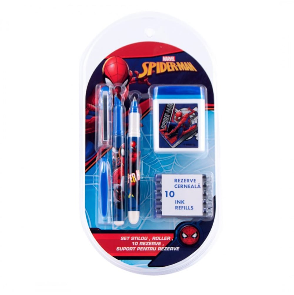 Set Stilou, Roller + 10 Rezerve Spiderman