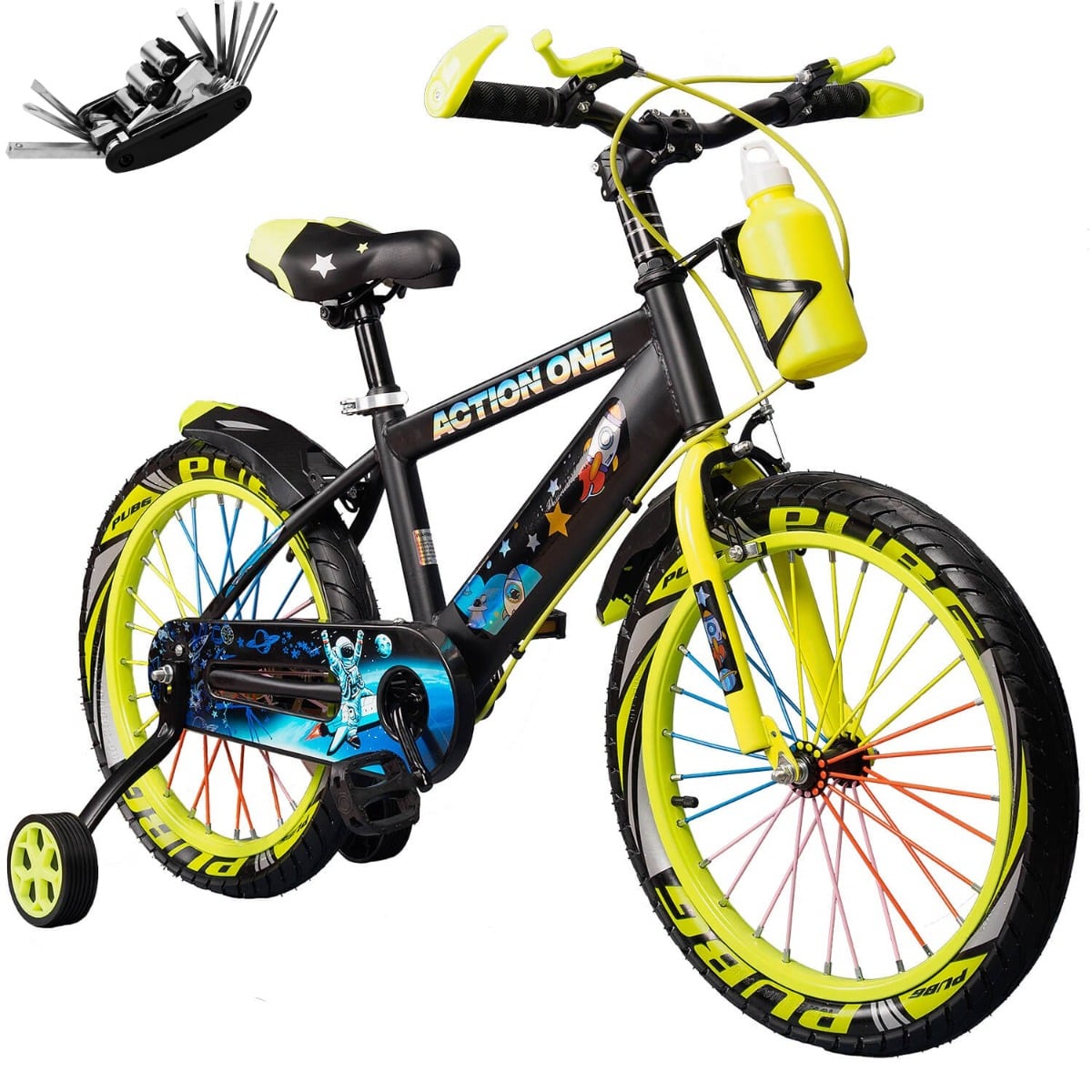 Bicicleta Action One 14 inch Verde Neon + Kit