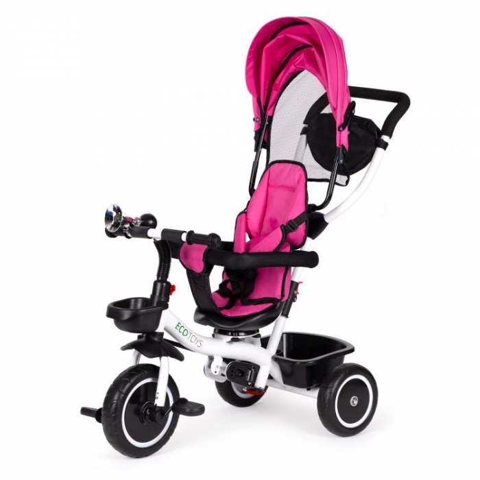 Tricicleta Ecotoys Roz, Scaun Reversibil, Siguranță - imagine 5