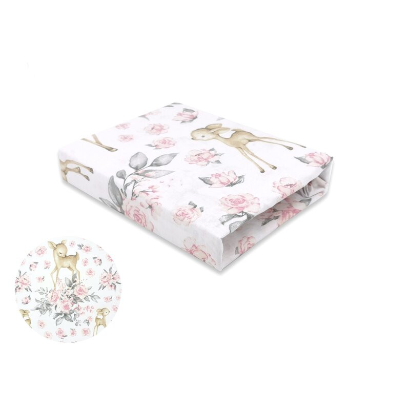Cearceaf Patut Miminu Sweet Deer Pink 140x70cm - imagine 2