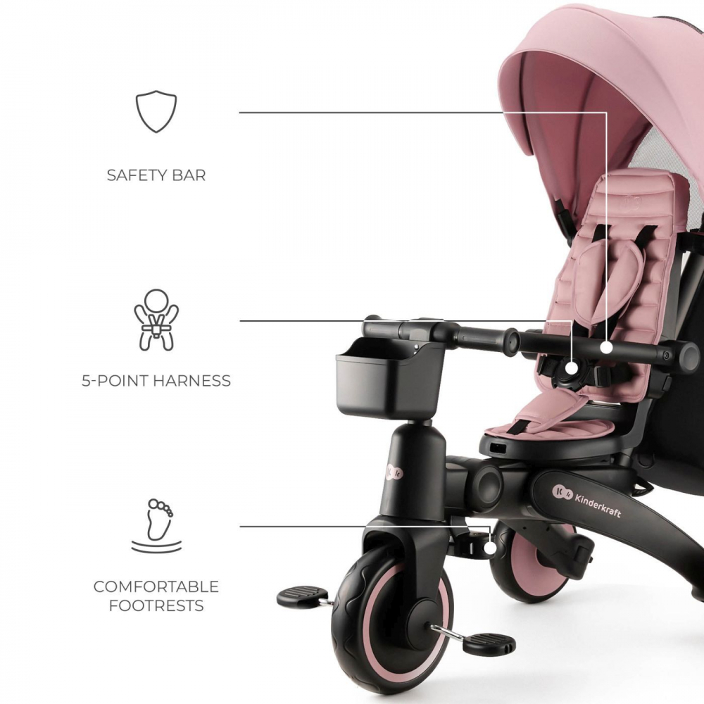 Kinderkraft Jazz 2 Pink - Tricicleta 5 în 1 - imagine 6