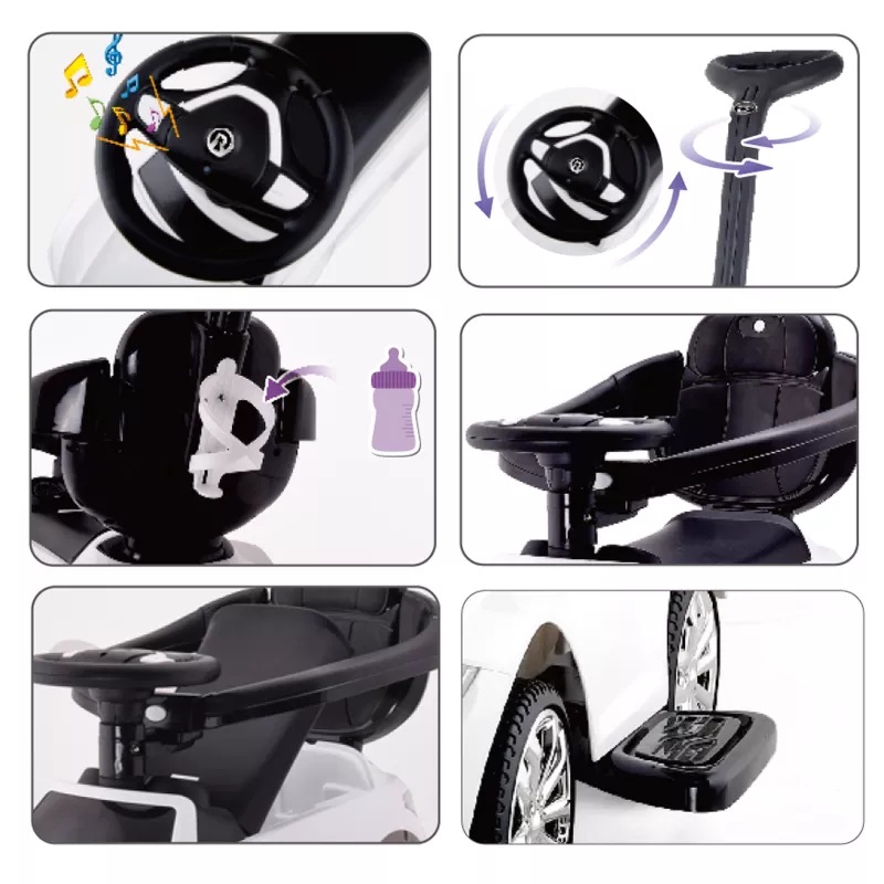 Masinuta Nicekids White cu maner parental - imagine 3