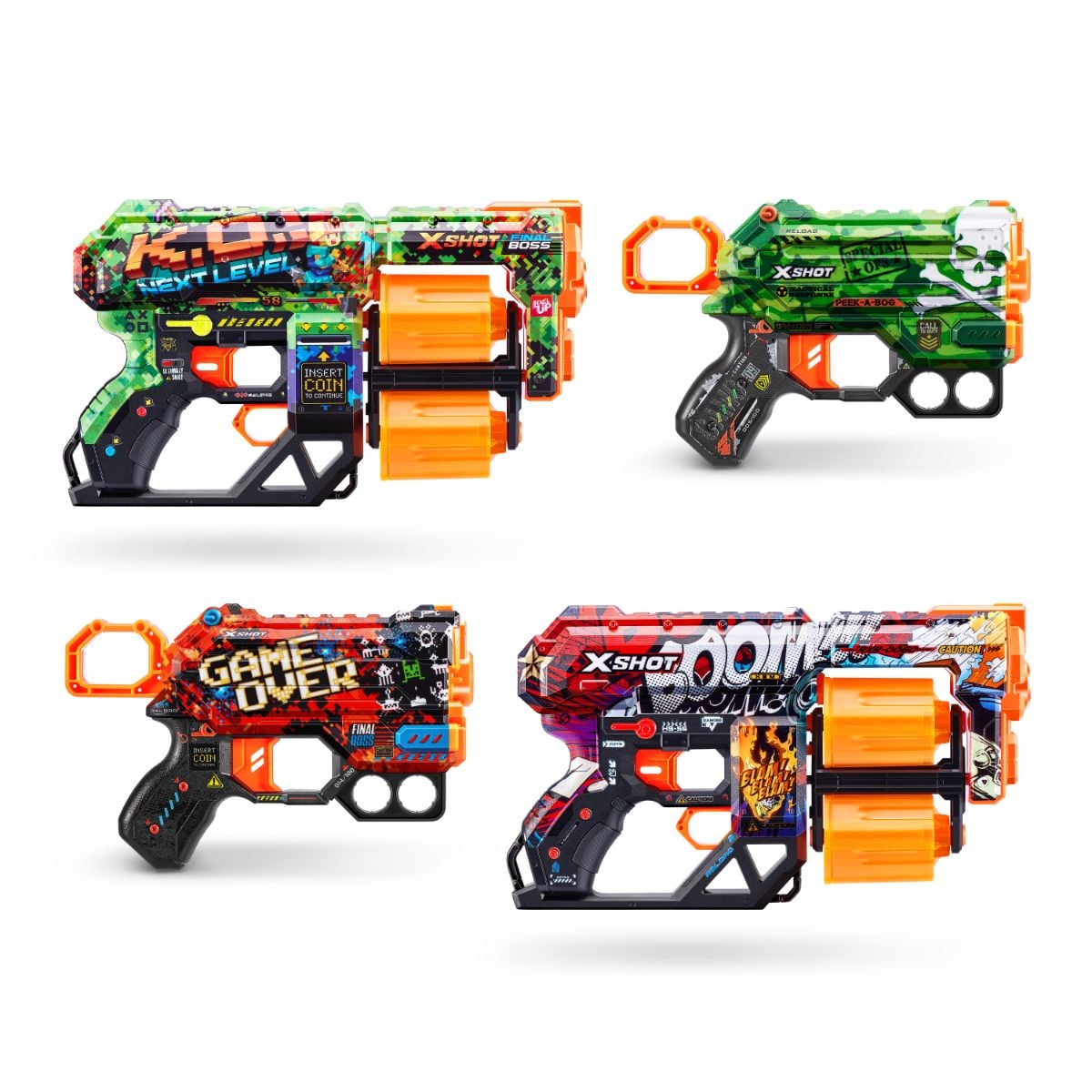 Set 4 Blastere X-Shot cu 48 Săgeți