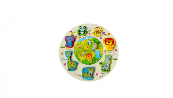 Puzzle Rotativ 3D Incastru Lemn, Animale | OEM
