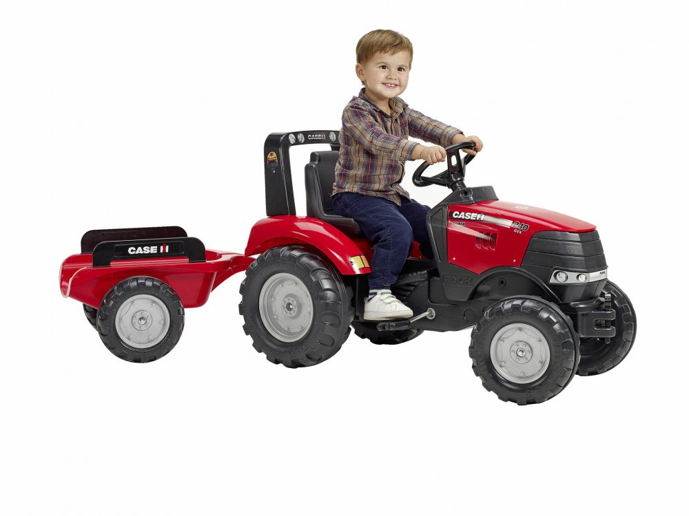 Tractor Falk Case IH cu Trailer Roșu pentru Copii