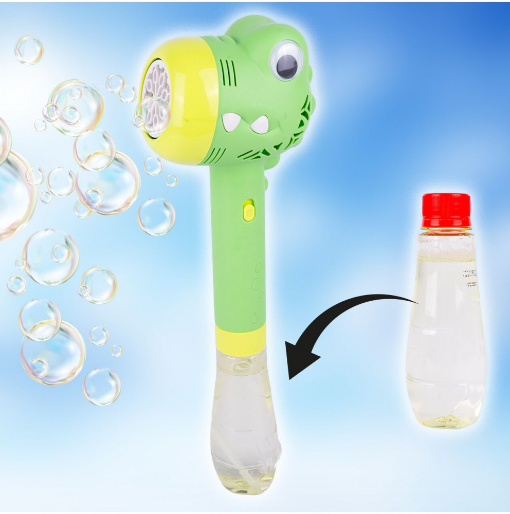 Pistol Baloane Sapun Bubble Dino cu Lumini Malplay - imagine 4