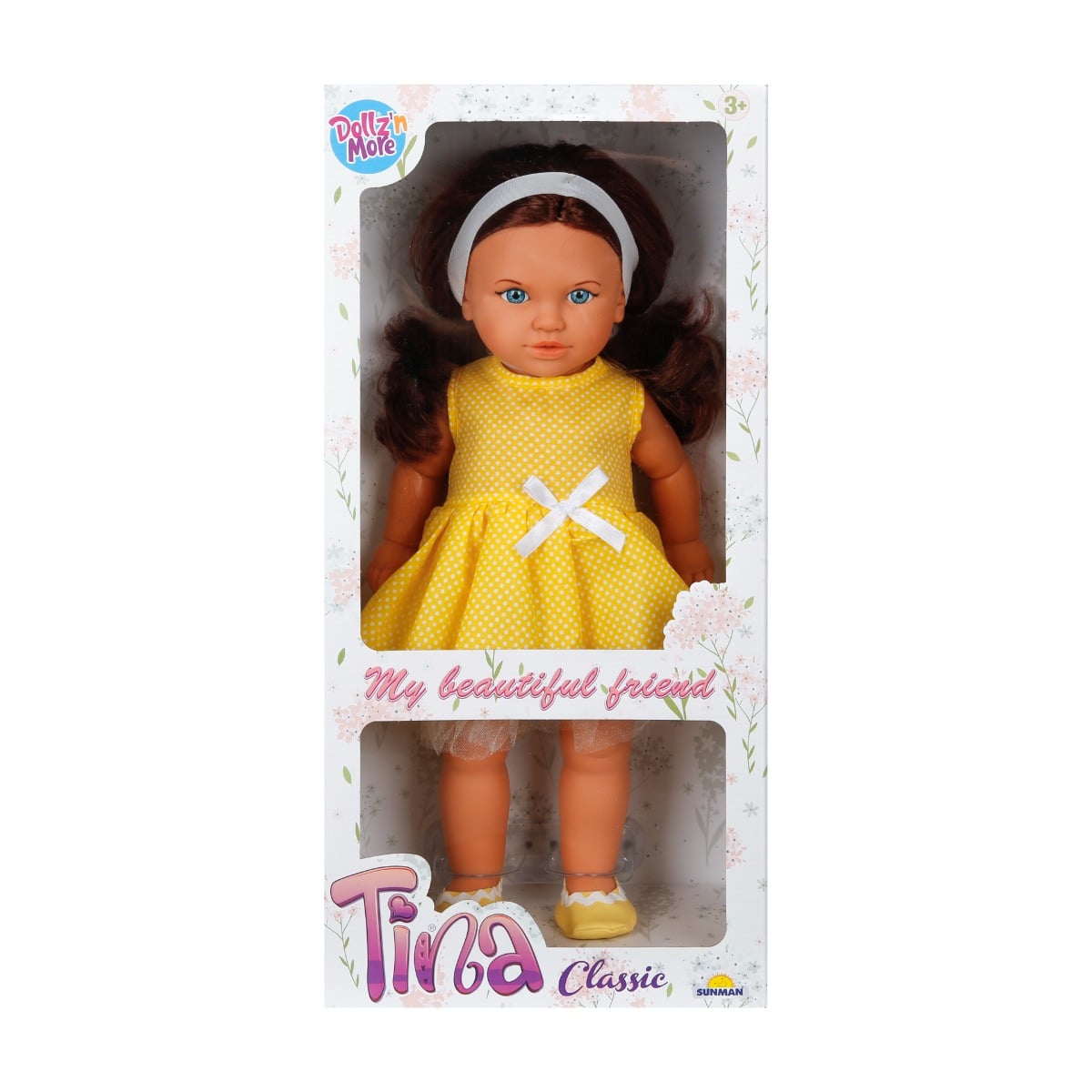 Papusa Tina, Dollz And More, Rochie Galbena, 45 cm