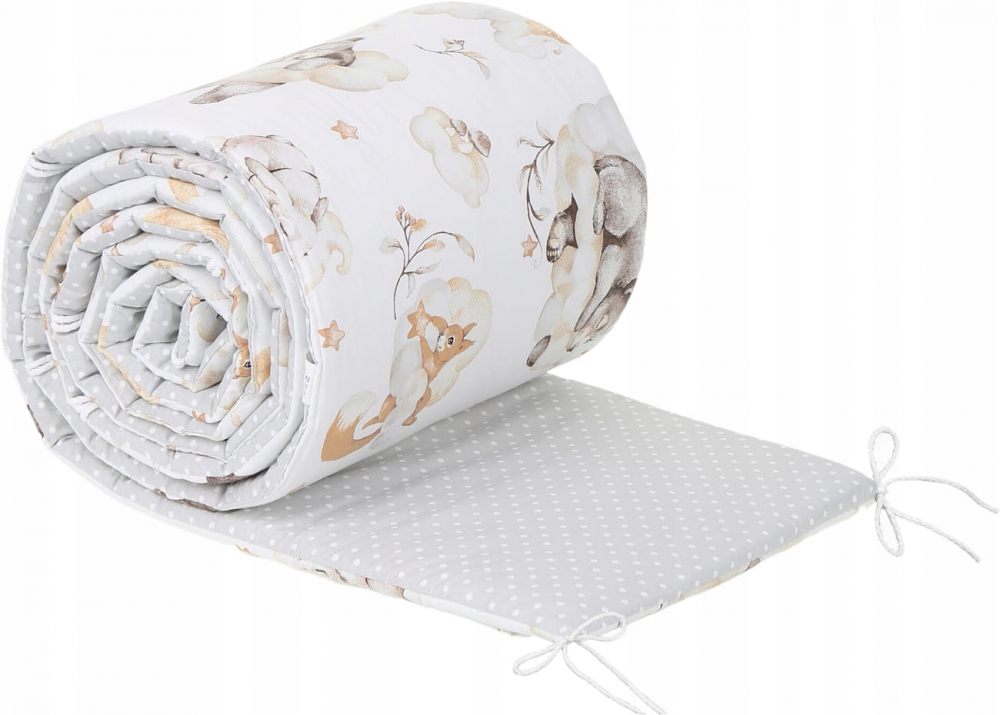 Aparatoare Patut BabyMam Sleepy Bears Grey, 180x30cm - imagine 5