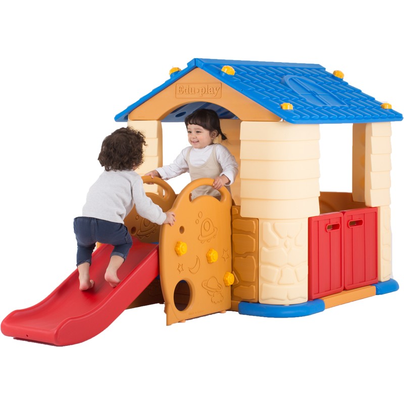 Casuta 2 in 1 Deluxe cu Tobogan Edu Play