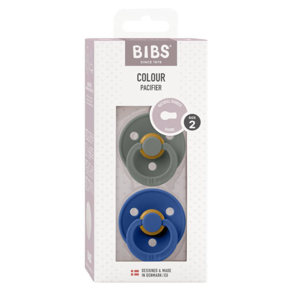 Set 2 Suzete BIBS Colour, Latex, Tetina Rotunda, 6 luni+