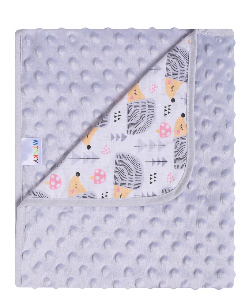 Paturica Minky Bumbac Hedgehogs Gri | Duetbaby