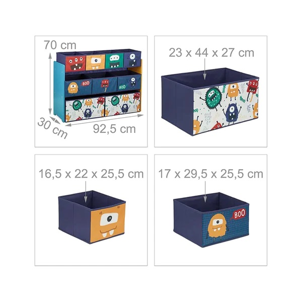Organizator Ginger Home Monster, 9 cutii lemn - imagine 9