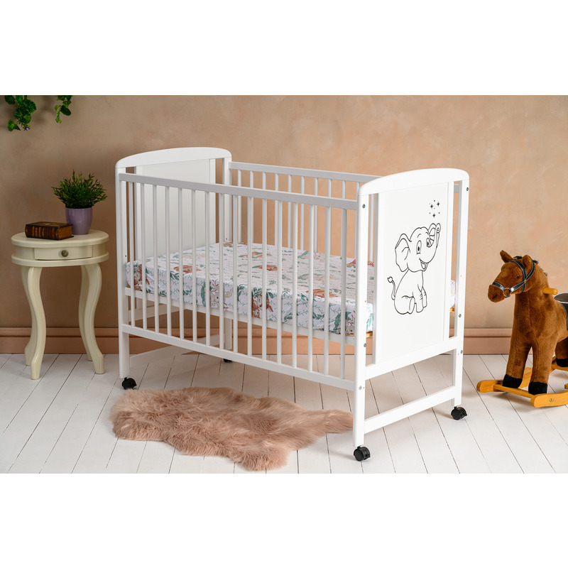 Patut Lemn Qmini 120x60 cm cu Saltea Inclusa