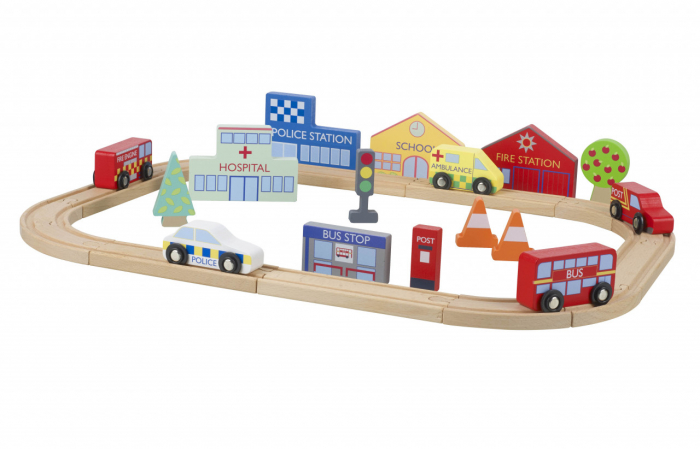 Circuit Vehicule Utilitare Lemn Orange Tree Toys