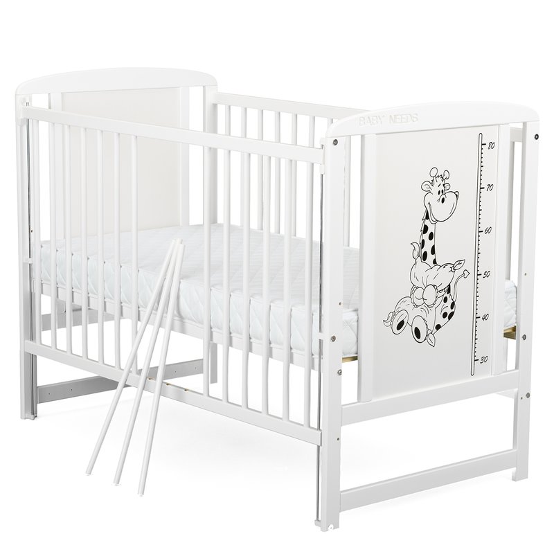 Pătuț Timmi BabyNeeds Girafa 120x60 Alb