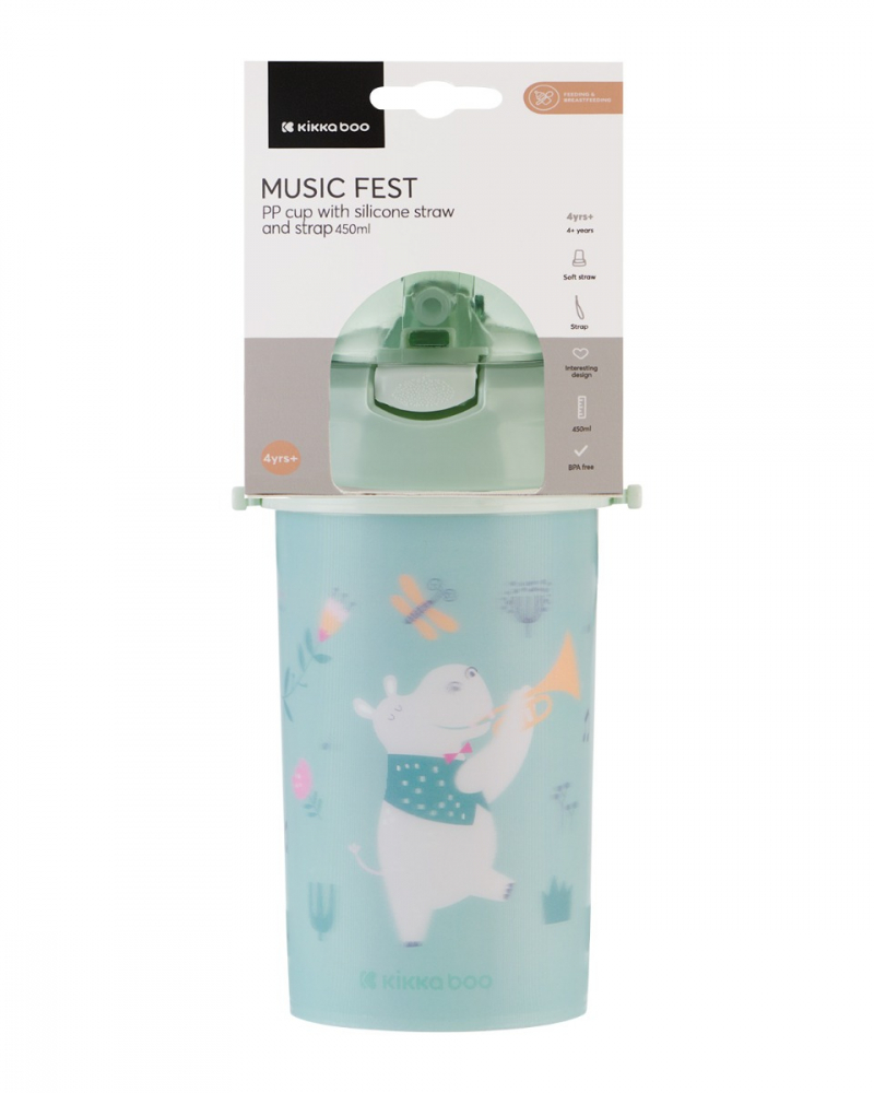 Cană KikkaBoo Music Fest cu Pai Silicon 450ml - imagine 3
