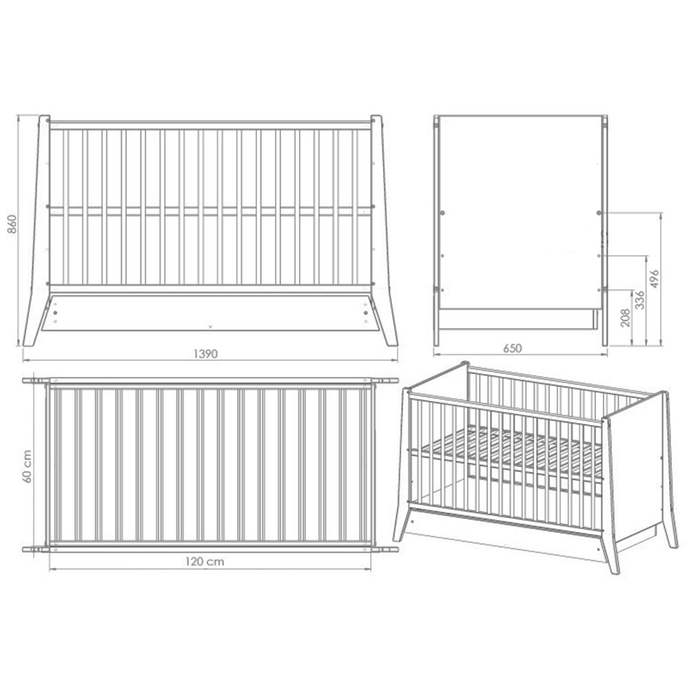 Pătuț Hubners Cosmo 120x60 Alb cu Sertar - imagine 2