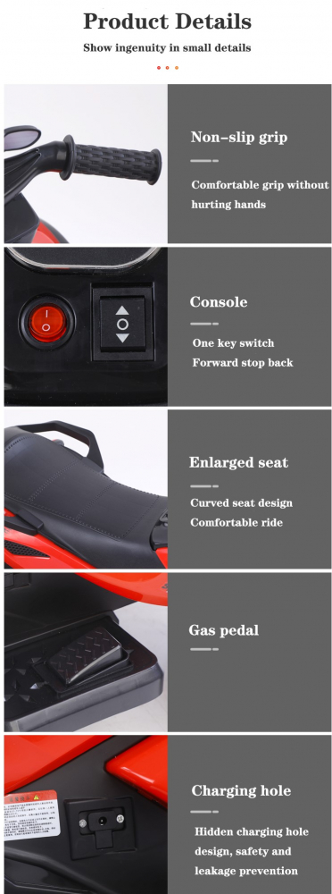 Motocicleta Nichiduta Gallop Red 12V, 70W - imagine 2