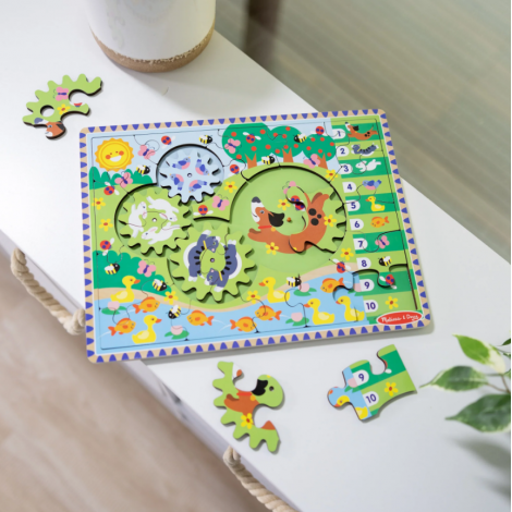 Melissa & Doug Puzzle Lemn cu Rotite Animale - imagine 2