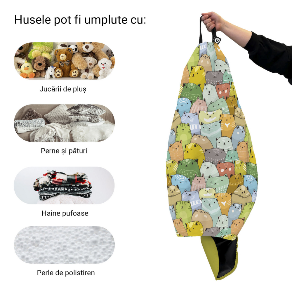 Husă Bean Bag Para XL Ocru | Invazia Pisicilor Updeco