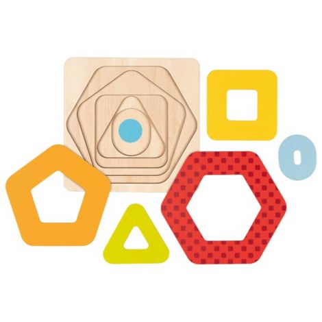 Puzzle Stratificat Goki | Forme Geometrice Lemn