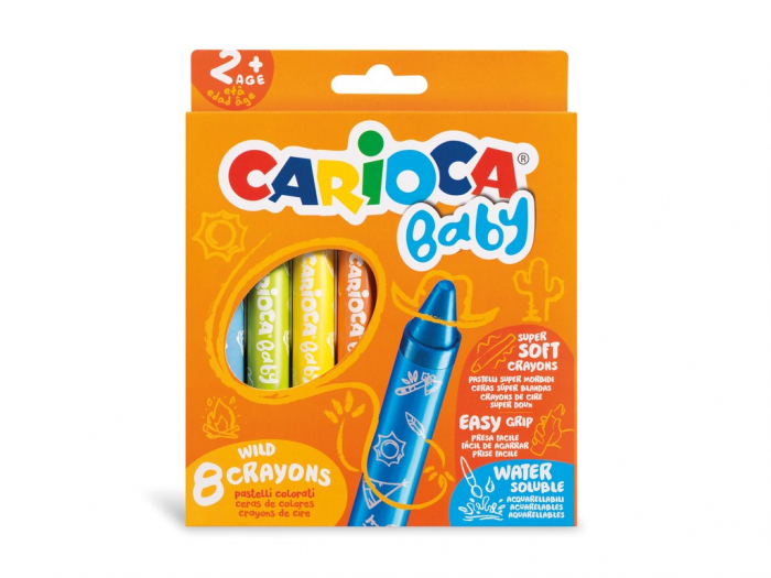 Carioca Baby Wild - Creioane Cerate 8 Culori Lavabile