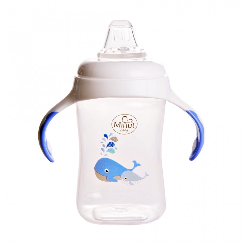 Cana Minut Baby 300ml cu Cioc Silicon, Bleu