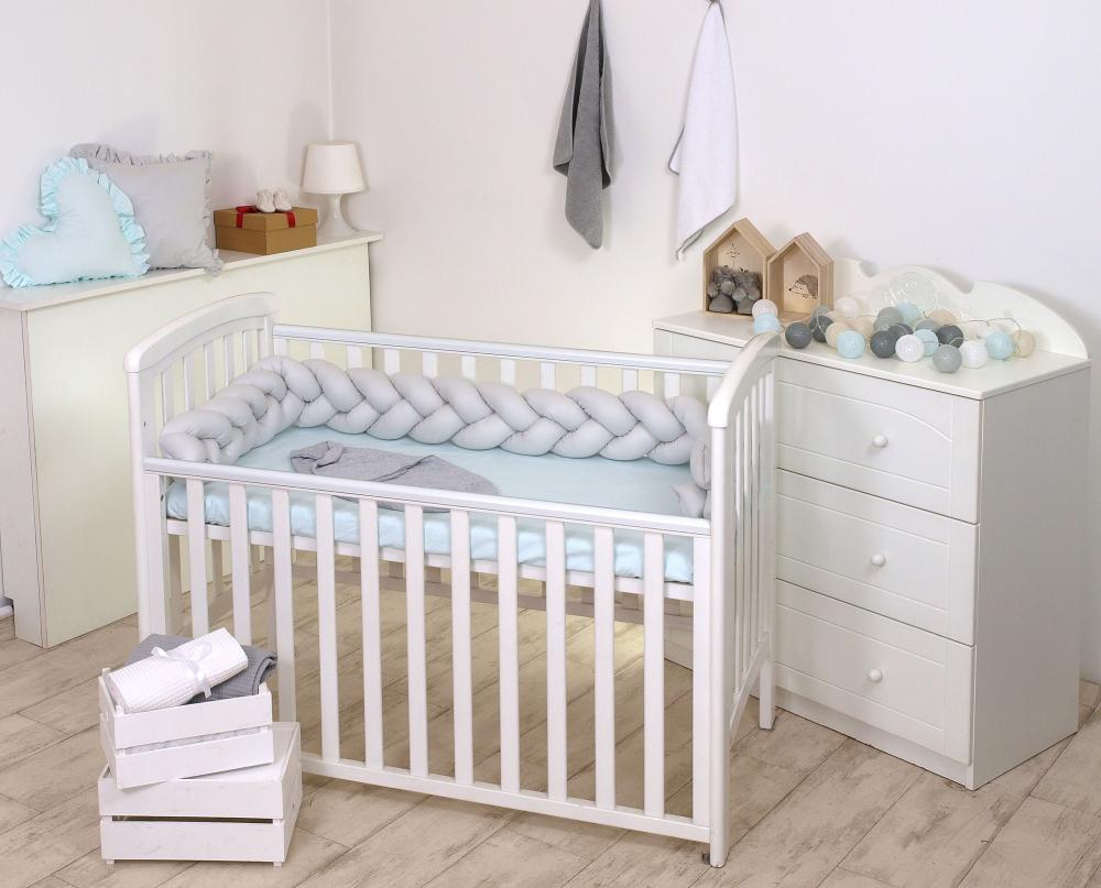 Aparatoare Pat Bumper Pj Baby Bumbac Gri, 180x21 cm - imagine 4