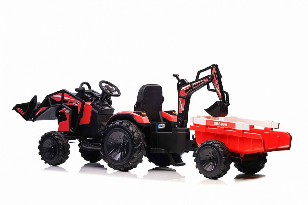 Tractor Excavator Electric cu Remorcă XXL, Roșu - imagine 4