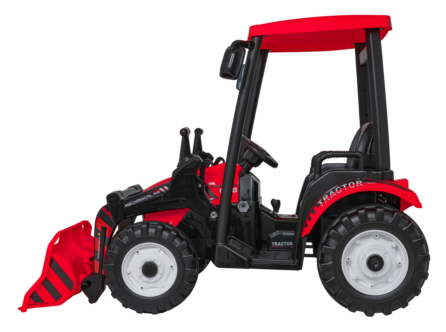 Tractor electric pentru copii cu remorca si cupa Mega D68 24V 400W, Rosu - Autokids.ro - imagine 6