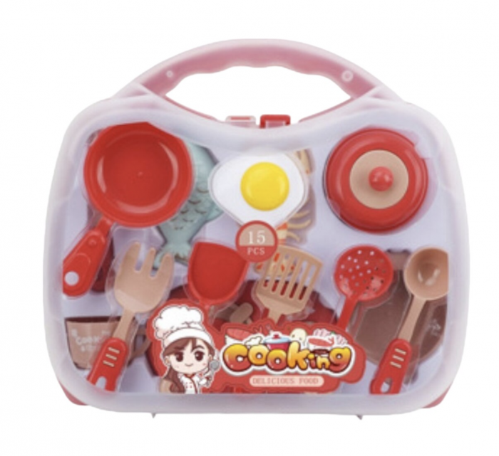 Set Ustensile Gatit Copii 15 Piese Roz Krista