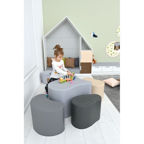 Set Pufuri LO3 Masa+Scaune Gri-Bej Moje Bambino - imagine 10