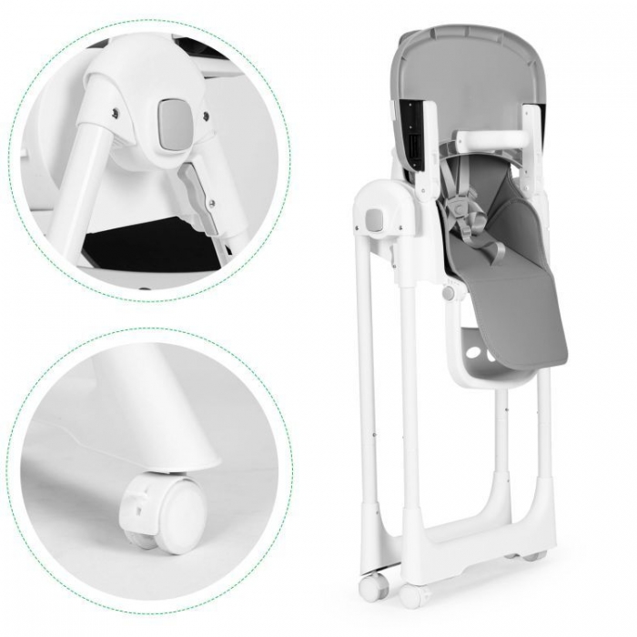 Scaun de masă Ecotoys HA-013 Gri, Stabil și Piele Eco - imagine 5