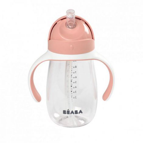 Cana Beaba 300ml Roz cu Pai - Antiscurgere - imagine 3