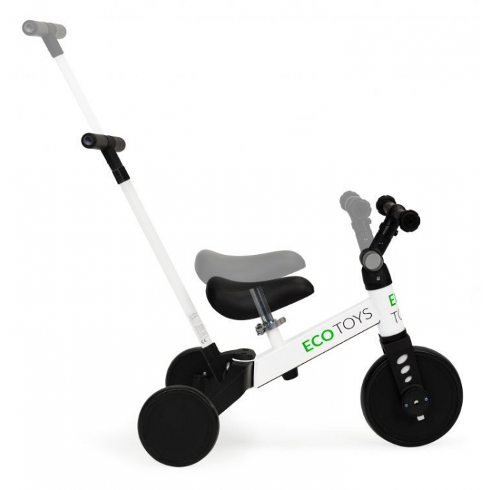 Tricicleta Ecotoys 2-in-1, Alb, Transformabilă