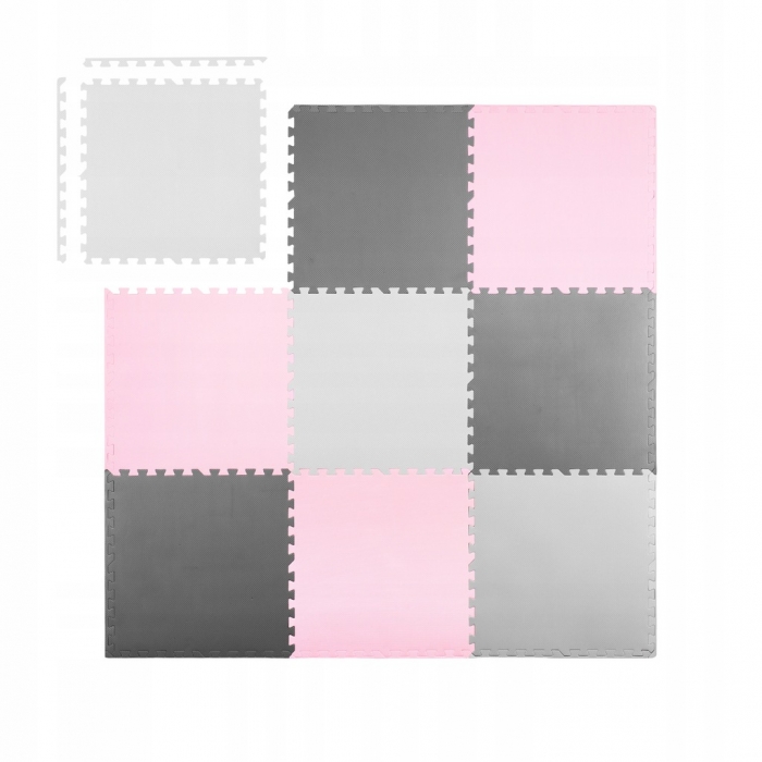 Covoras Joaca Ricokids 180x180 cm Puzzle Roz/Gri - imagine 4