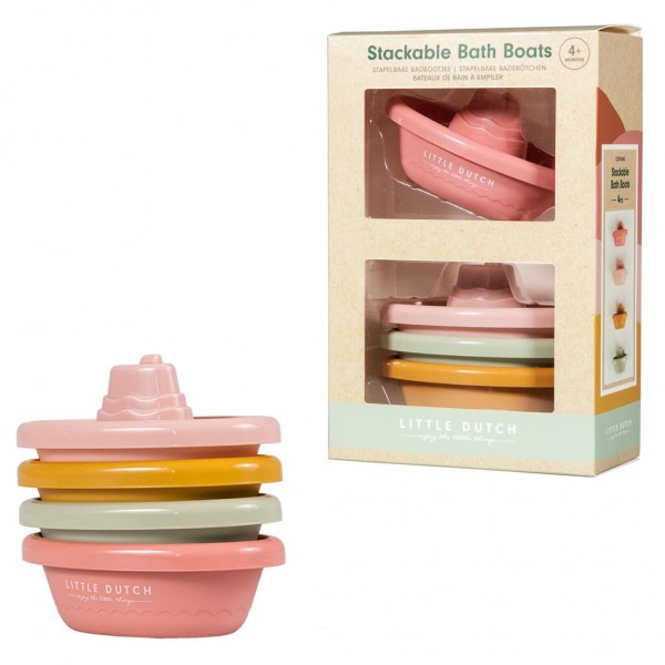 Set 4 Barci de Baie Little Dutch Stivuibile Roz - imagine 2