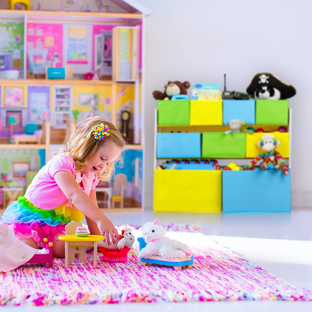 Organizator lemn Ginger Home cu 9 cutii textil Mermaid - imagine 4