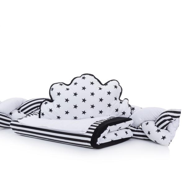 Lenjerie Patut 6 Piese Mykids Gri-Alb, 120x60 cm - imagine 3
