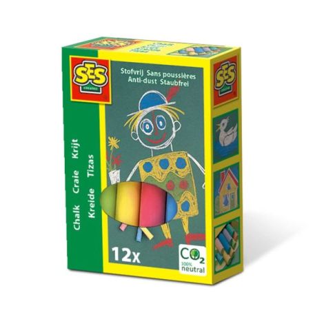 Ses Creative Creta Colorata 12buc - Desen Fara Mizerie
