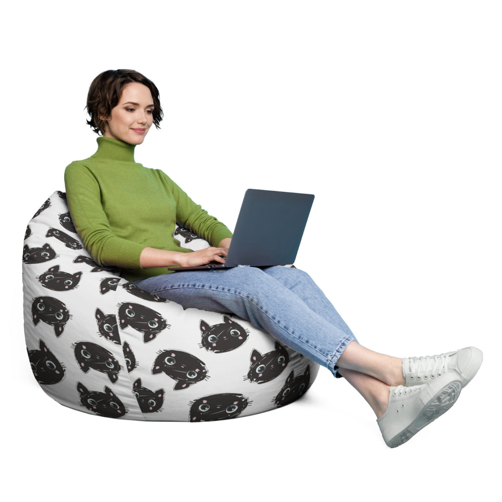 Husa Puf Para XL Pisici Alb-Negru | Updeco - imagine 4