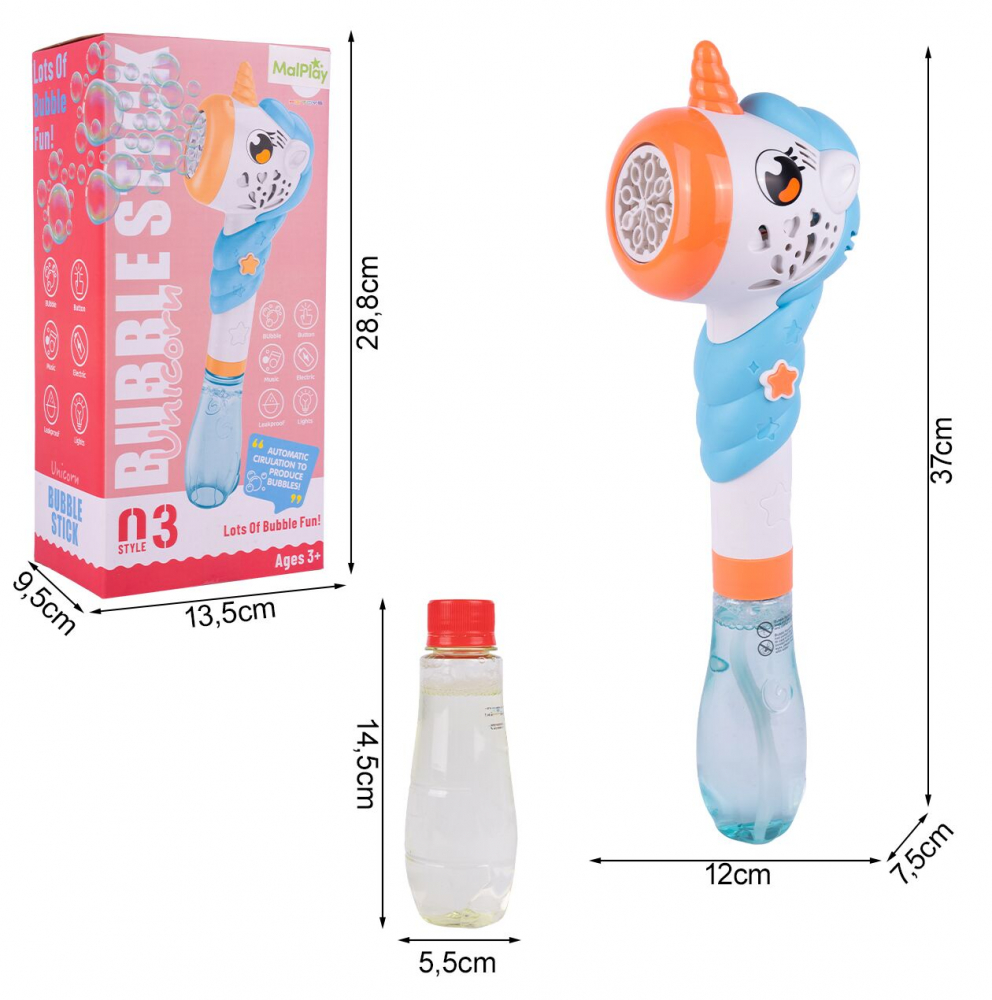 Pistol Bule Sapun Unicorn cu Lumini Malplay - imagine 9