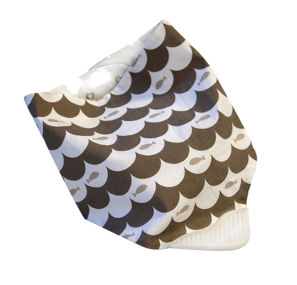 Baveta Bandana BabyJem Beige cu Jucărie Dentition - imagine 2
