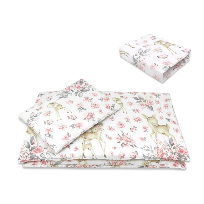 Set Lenjerie Patut MimiNu Sweet Deer Pink 5 Piese
