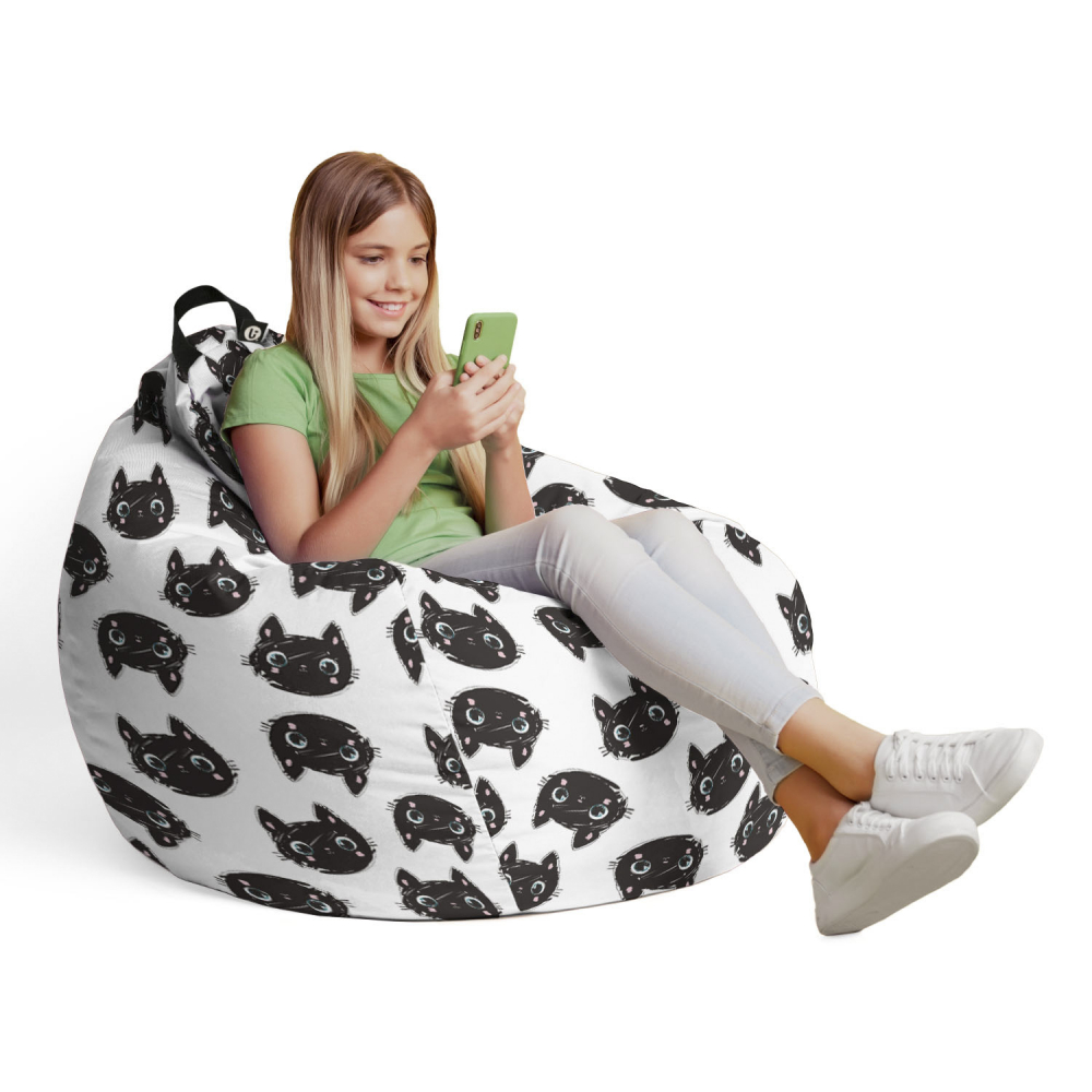 Husă Puf Bean Bag Para L Pisici Alb-Negru | Updeco - imagine 4