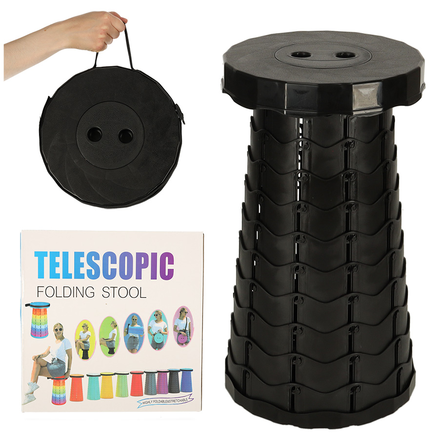 Scaun Telescopic Pliabil Ikonka, 24 cm, Negru - imagine 2