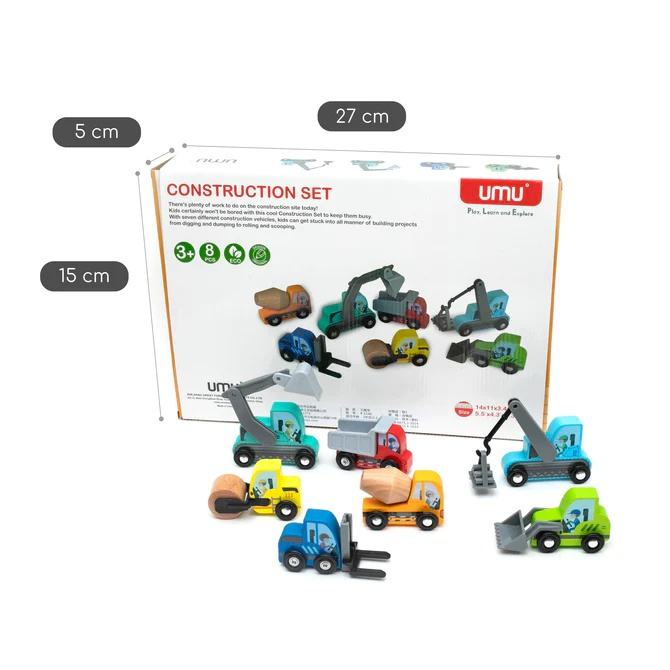 Set Vehicule Constructii Lemn Umu Toys