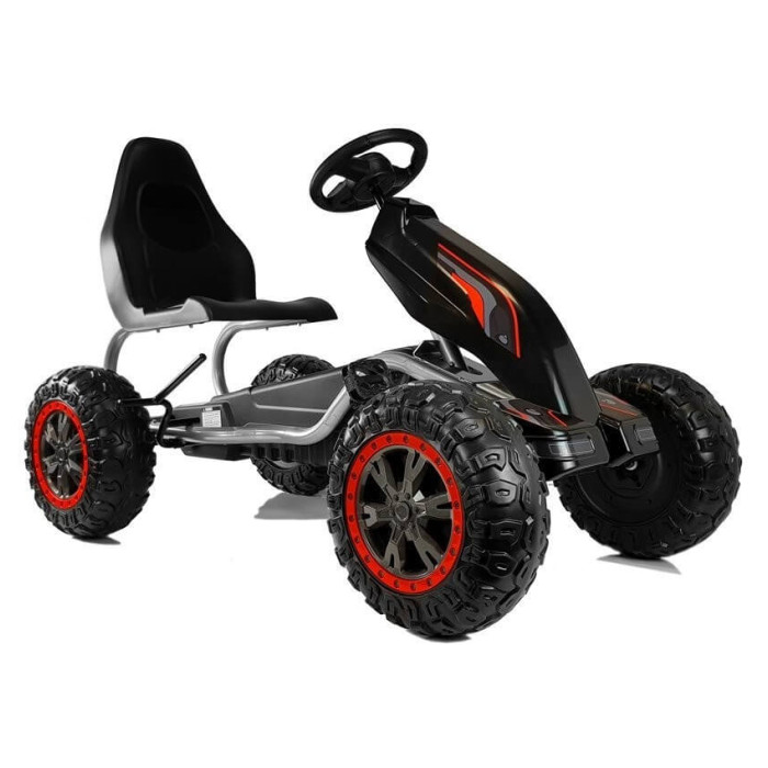Kart cu Pedale Negru pentru Copii | Roti EVA Strong